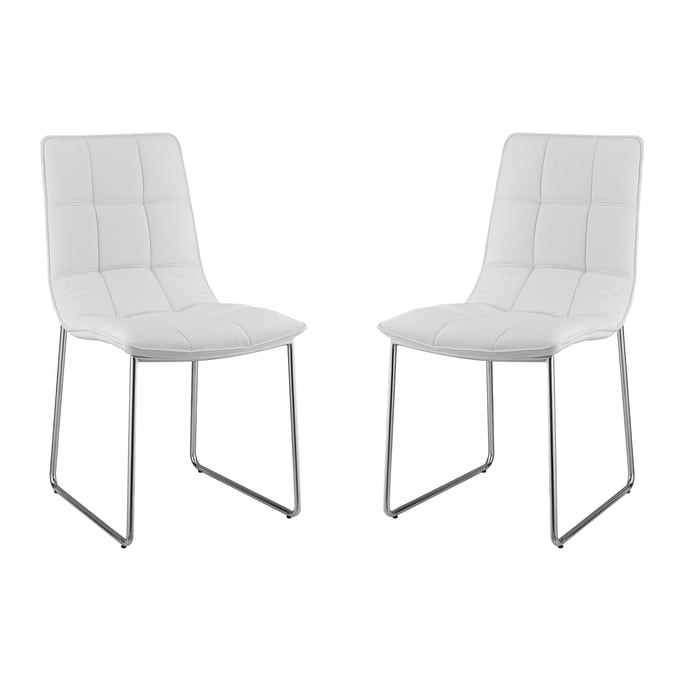 2 Casabianca Home Leandro White Dining Chairs CASA-CB-870White-SET2