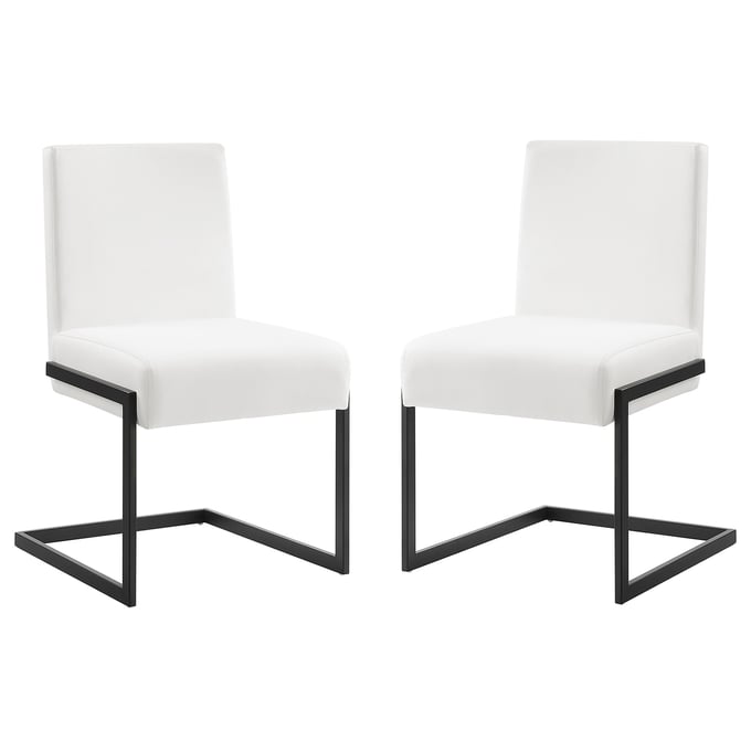 2 Casabianca Home Fontana White Black Dining Chairs CASA-CB-F3131W-B-SET2