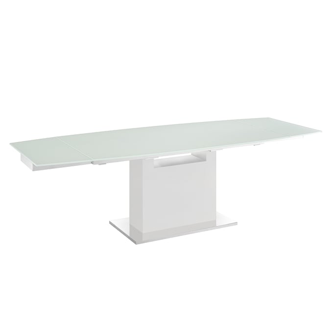 Casabianca Home Olivia White Glass Base Manual Dining Table CASA-TC-MAN03WHTWHT