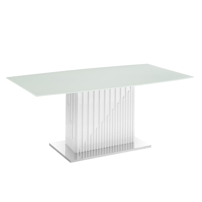 Casabianca Home Moon White Glass Base Dining Table CASA-TC-MFIX08WHTWHT