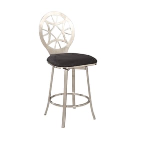 Chintaly Imports Black Round Back Memory Swivel Counter Height Stool