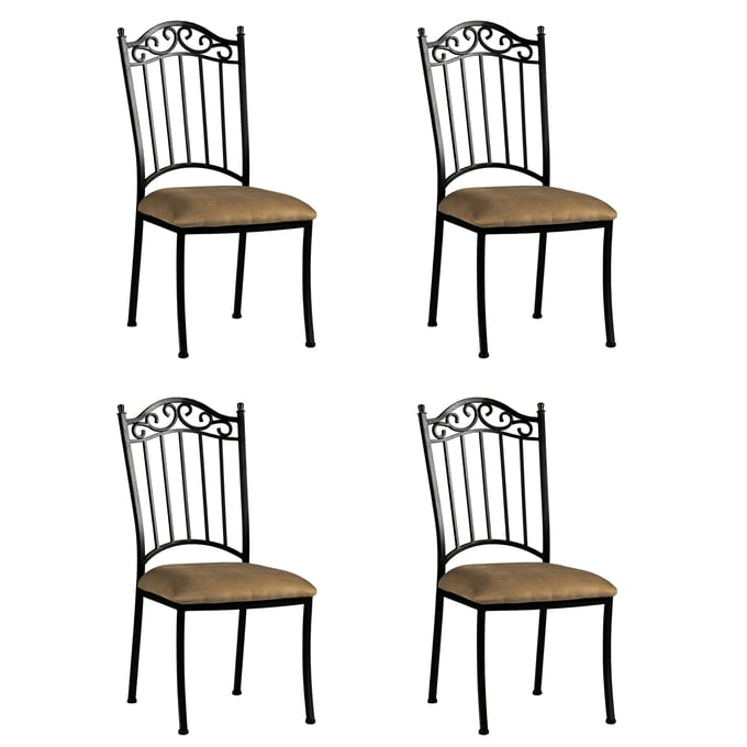 4 Chintaly Imports Antique Taupe Wrought Iron Side Chairs CHF-0710-SC