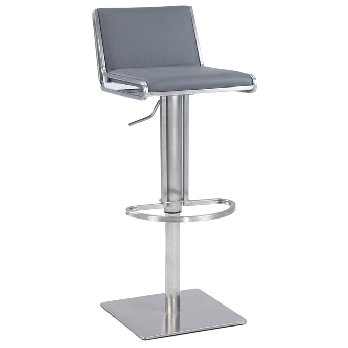 Chintaly Imports Gray Stainless Steel Pneumatic Adjustable Stool CHF-0896-AS-GRY