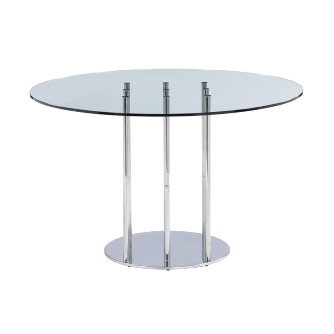 Chintaly Imports 48 inch Round Dining Table Glass Top CHF-1158-DT-T