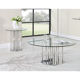 Chintaly Imports Round Glass 3pc Coffee Table Set