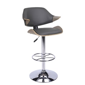 Chintaly Imports Chrome Oak Grey Adjustable Stool