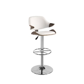 Chintaly Imports Chrome Oak White Adjustable Stool