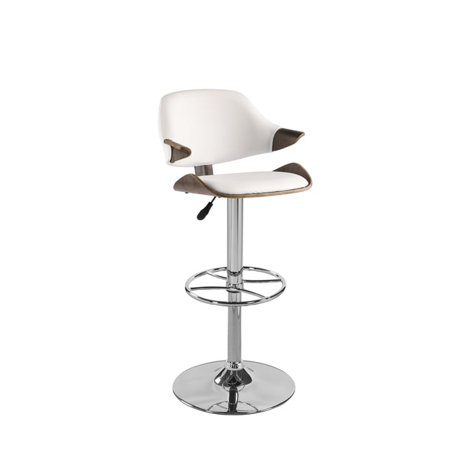 Chintaly Imports Chrome Oak White Adjustable Stool CHF-1320-AS-WHT