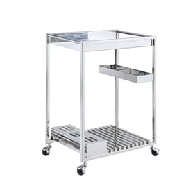 Chintaly Imports Polished Stainless Steel Tea Cart