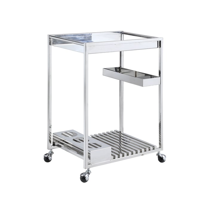 Chintaly Imports Polished Stainless Steel Tea Cart CHF-3030-TC