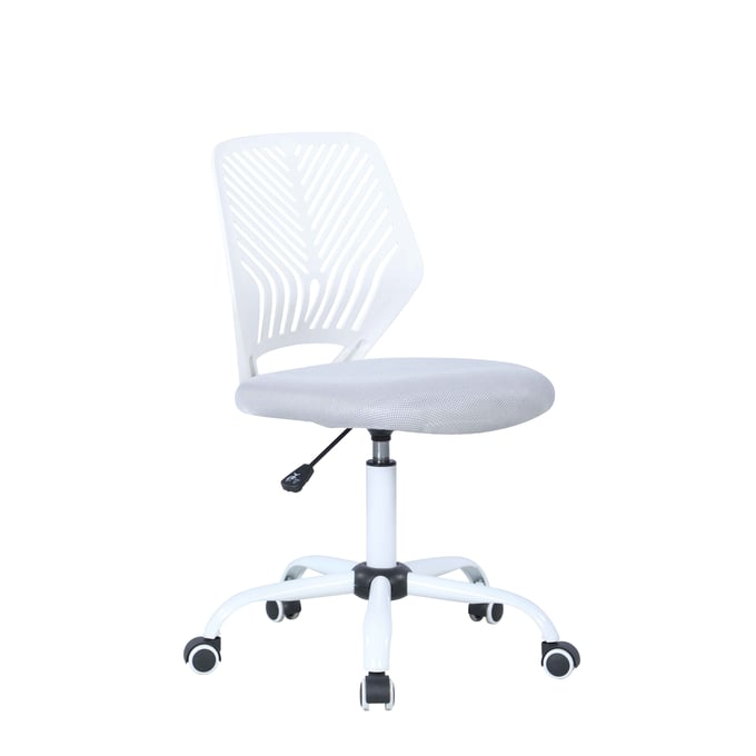 Chintaly Imports White Grey Pneumatic Adjustable Height Computer Chair CHF-4020-CCH-2TONE