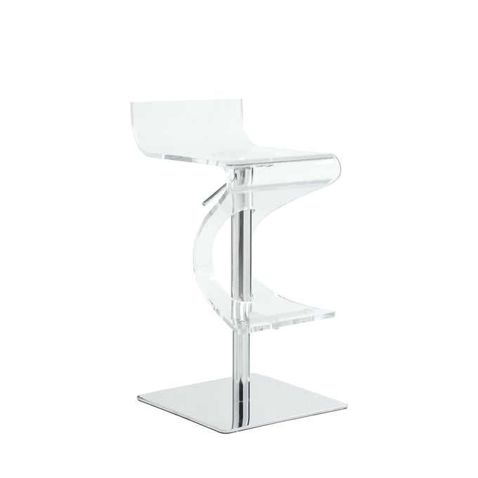 Chintaly Imports Chrome Acrylic Adjustable Stool CHF-4029-AS-CLR