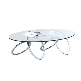 Chintaly Imports Oval Clear Glass Cocktail Table