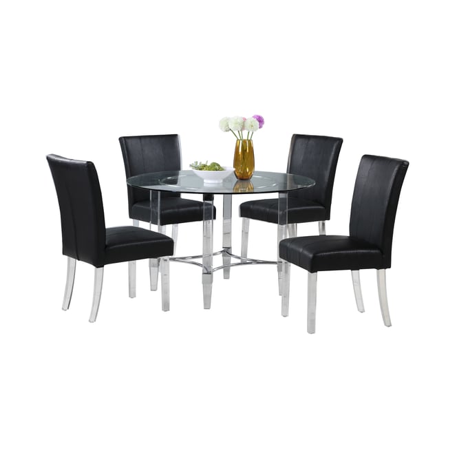 Chintaly Imports Black 5pc Dining Room Set CHF-4038-5PC-BLK