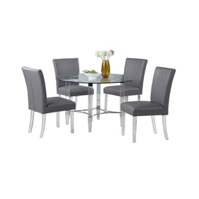 Chintaly Imports Grey 5pc Dining Room Set with Parson Chairs