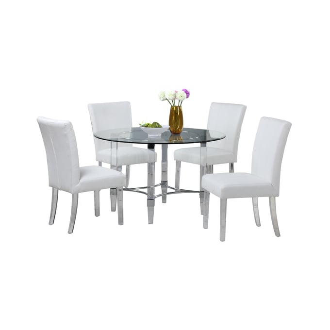 Chintaly Imports White 5pc Dining Room Set CHF-4038-5PC-WHT