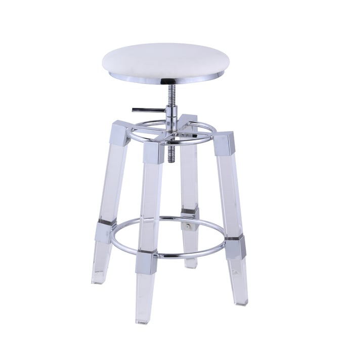 Chintaly Imports White Adjustable Stool CHF-4038-AS-WHT