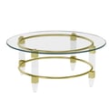 Round Glass Cocktail Table w/ Acrylic Legs & Gold Plated Frame