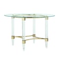 Round Glass Dining Table w/ Acrylic & Steel Base w/ Golden Accents