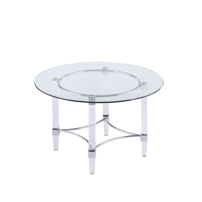 Chintaly Imports Clear Chrome Round Dining Table CHF-4038-DT