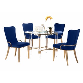 Chintaly Imports Riley Blue Gold 5pc Round Dining Room Set