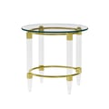 Round Glass Lamp Table w/ Acrylic Legs & Gold Plated Frame