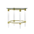 Lamp Table Steel & Acrylic Base with Golden Accents