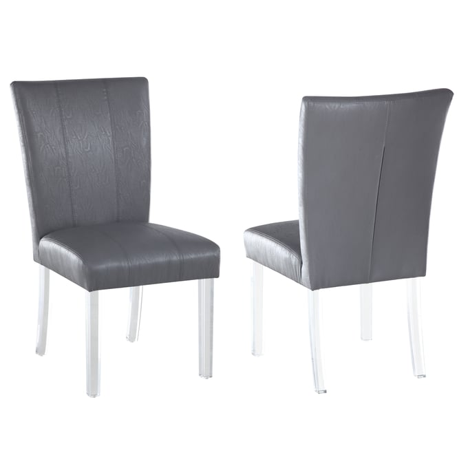 2 Chintaly Imports Grey Curved Flare Back Parson Side Chairs CHF-4038-PRS-SC-GRY