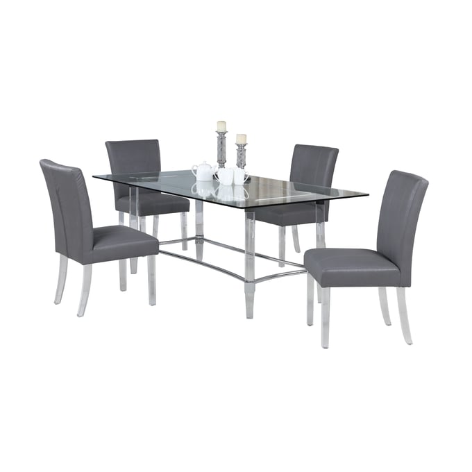 Chintaly Imports Grey 60 Inch 5pc Dining Room Set CHF-4038-RCT3660-5PC-GRY