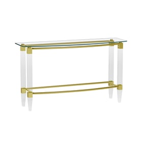 Chintaly Imports Gold Clear Glass Rectangular Sofa Table