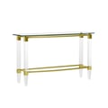 Sofa Table Steel & Acrylic Base with Golden Accents