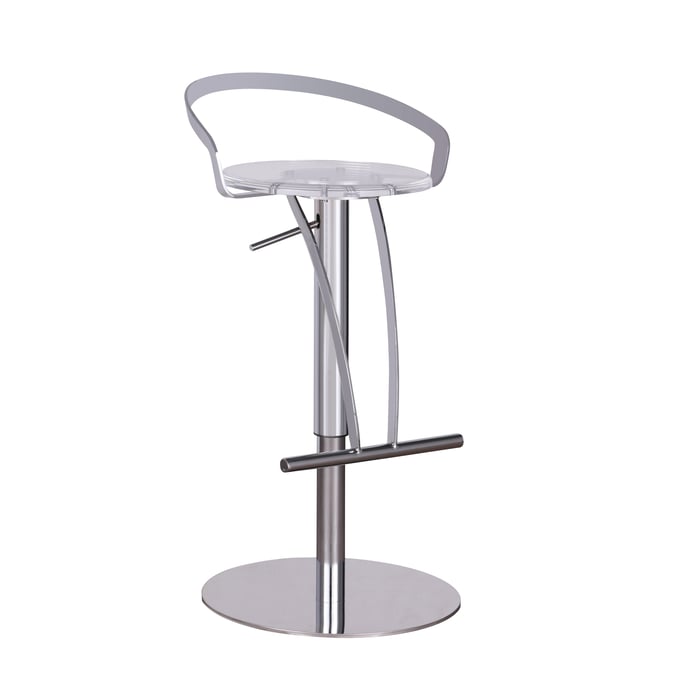 Chintaly Imports Acrylic Chrome Adjustable Stool CHF-4928-AS-CLR