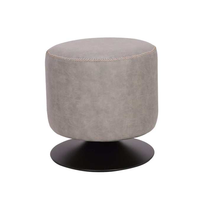 Chintaly Imports Ash Round Vintage Ottoman CHF-5035-OT-ASH