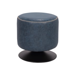 Chintaly Imports Blue Round Vintage Ottoman