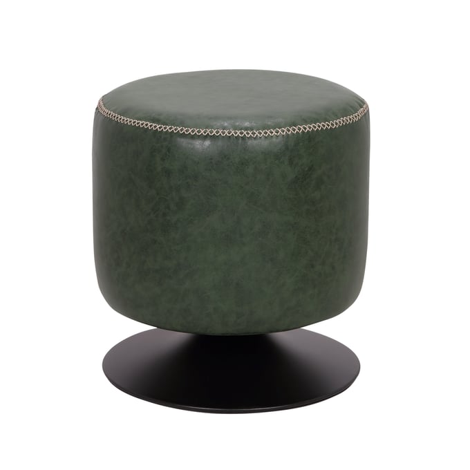 Chintaly Imports Green Round Vintage Ottoman CHF-5035-OT-GRN