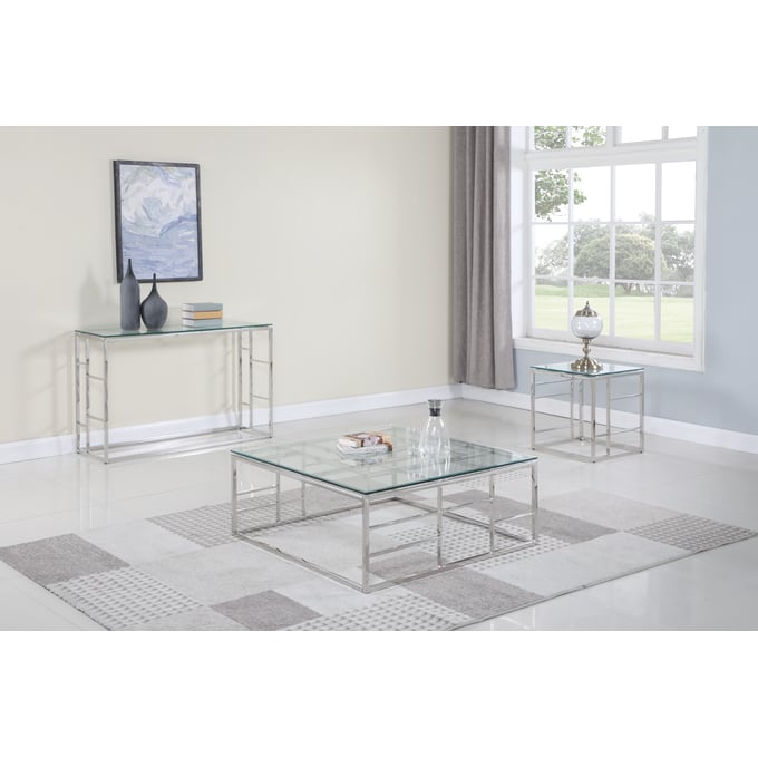 Chintaly Contemporary Small Desk w/ Glass Top