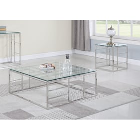 Chintaly Imports Clear Square Glass Top 3pc Coffee Table Set