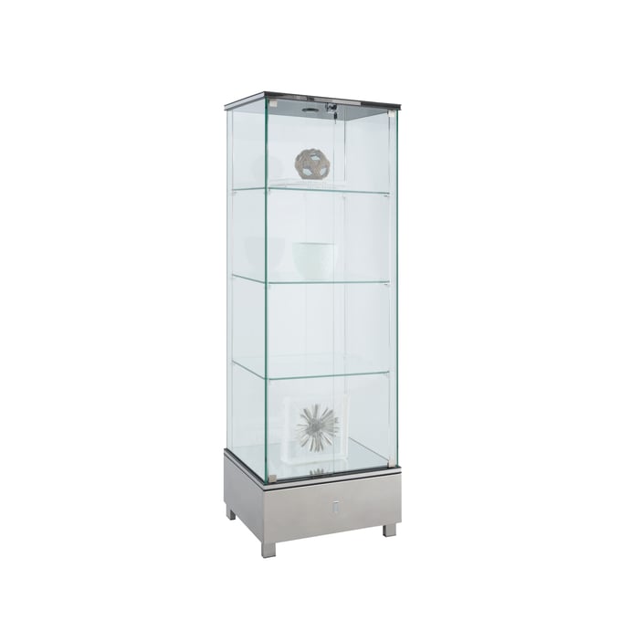 Chintaly Imports Grey Glass Curio CHF-6628-CUR-STL