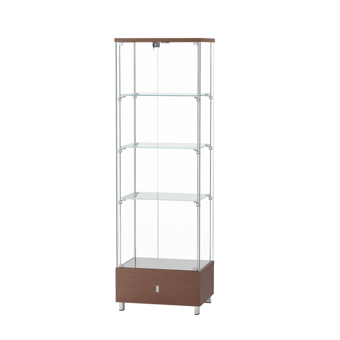 Chintaly Imports Walnut Glass Curio CHF-6628-CUR-WAL