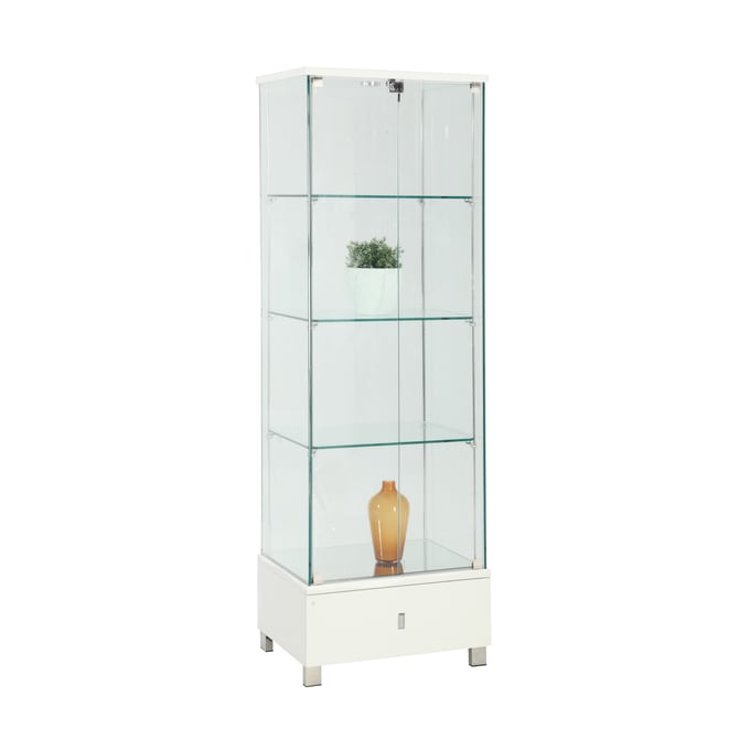 Chintaly Imports Gloss White Glass Curio CHF-6628-CUR-WHT