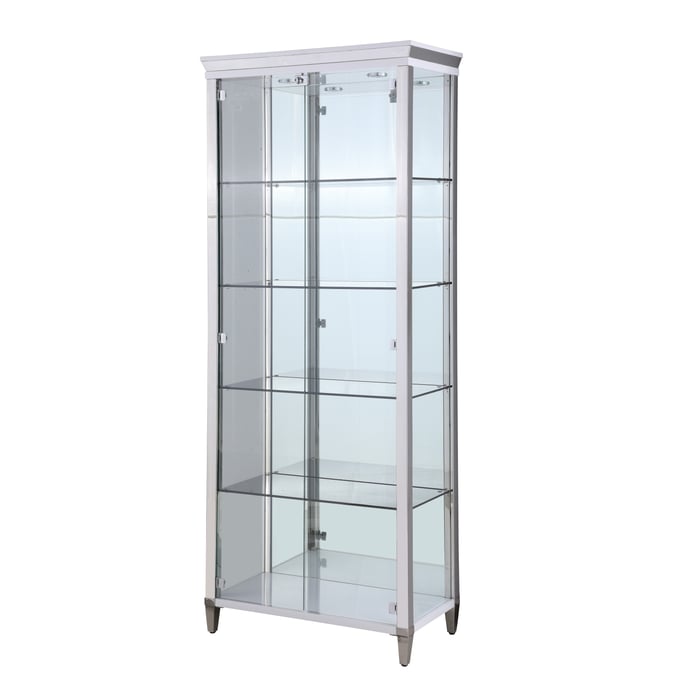 Chintaly Imports Clear Glass Polished Stainless Steel Curio CHF-6652-CUR