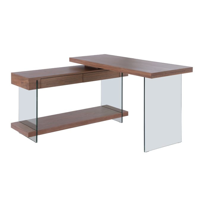 Chintaly Imports Walnut Wood Rotatable Desk CHF-6902-DSK-WAL