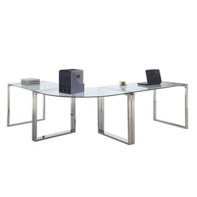 Chintaly Imports Clear Polished Stainless Steel Office Desk Set