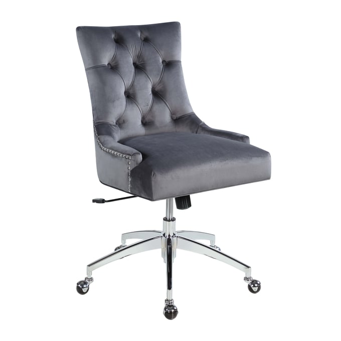 Chintaly Imports Grey Pneumatic Tufted Back Computer Chair CHF-7024-CCH-GRY