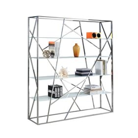 Chintaly Imports White Polished Stainless Steel Bookshelf