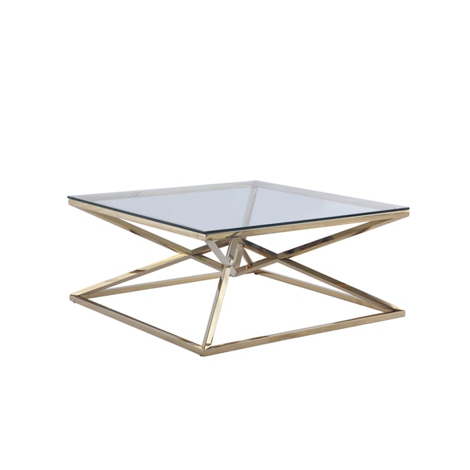 Chintaly Imports Clear Gold Square Cocktail Table CHF-7616-CT