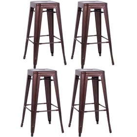 4 Chintaly Imports Red Copper Galvanized Steel Bar Stools