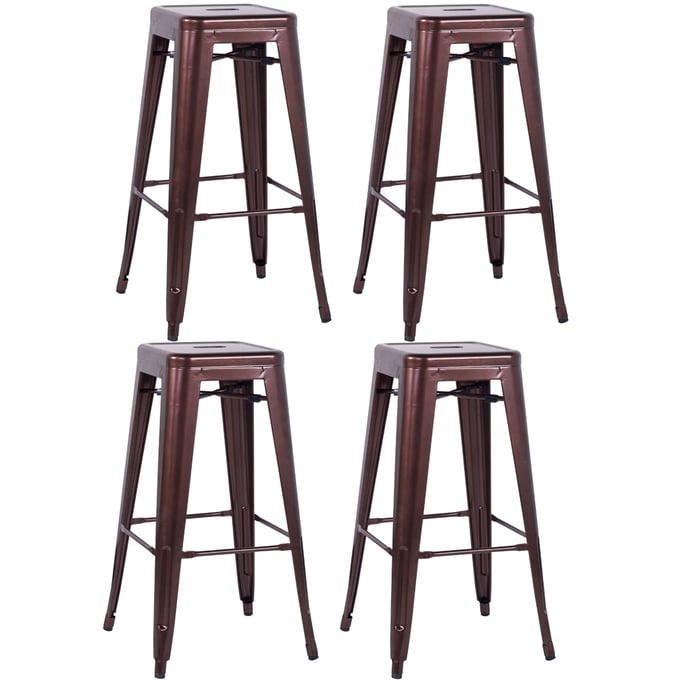 4 Chintaly Imports Red Copper Galvanized Steel Bar Stools CHF-8015-BS-COP