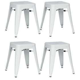 4 Chintaly Imports White Galvanized Steel Side Stools