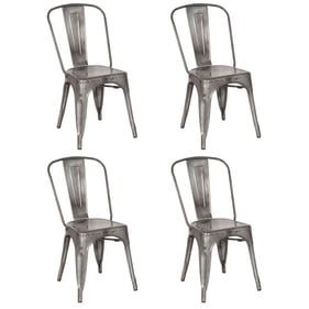 4 Chintaly Imports Gunmetal Galvanized Steel Side Chairs